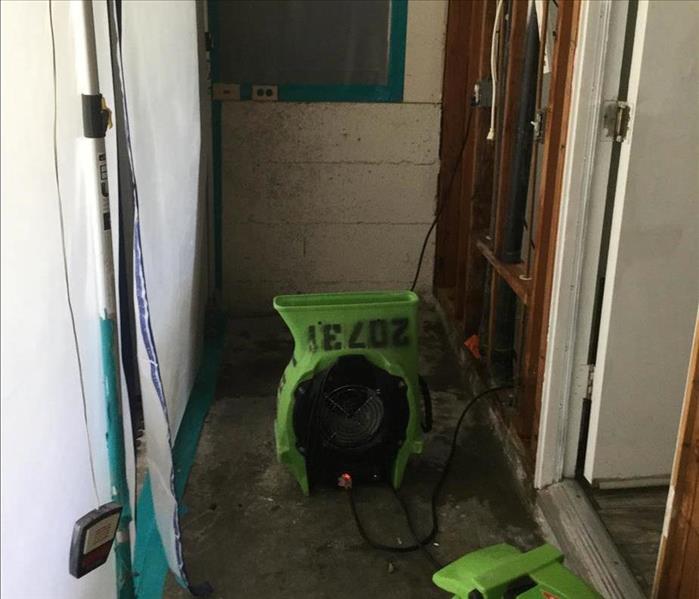 Drying equipment on cement floors.